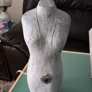 Paparazzi Silver and Black Heart Necklace